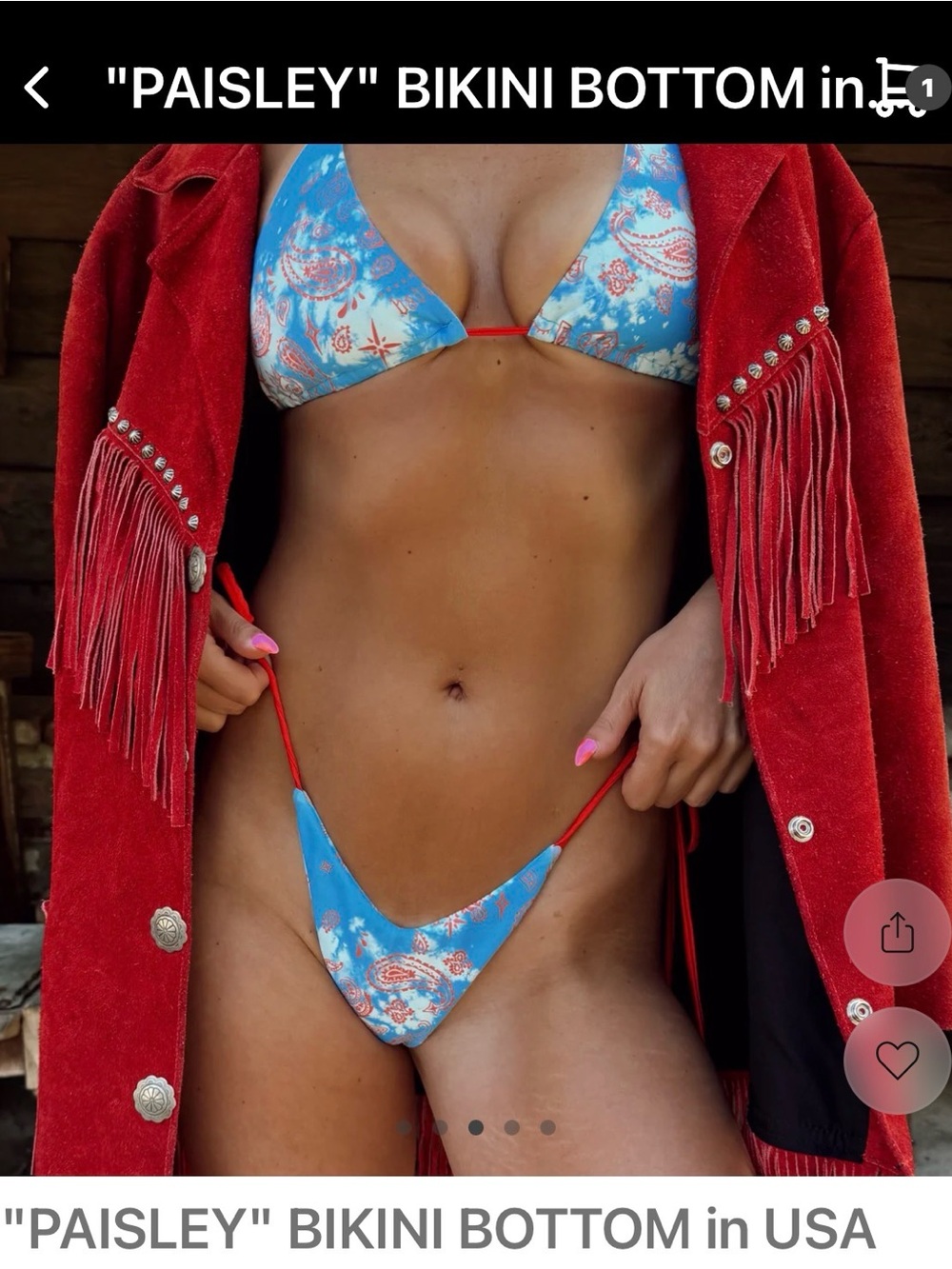 Badwood Paisley USA bikini size small